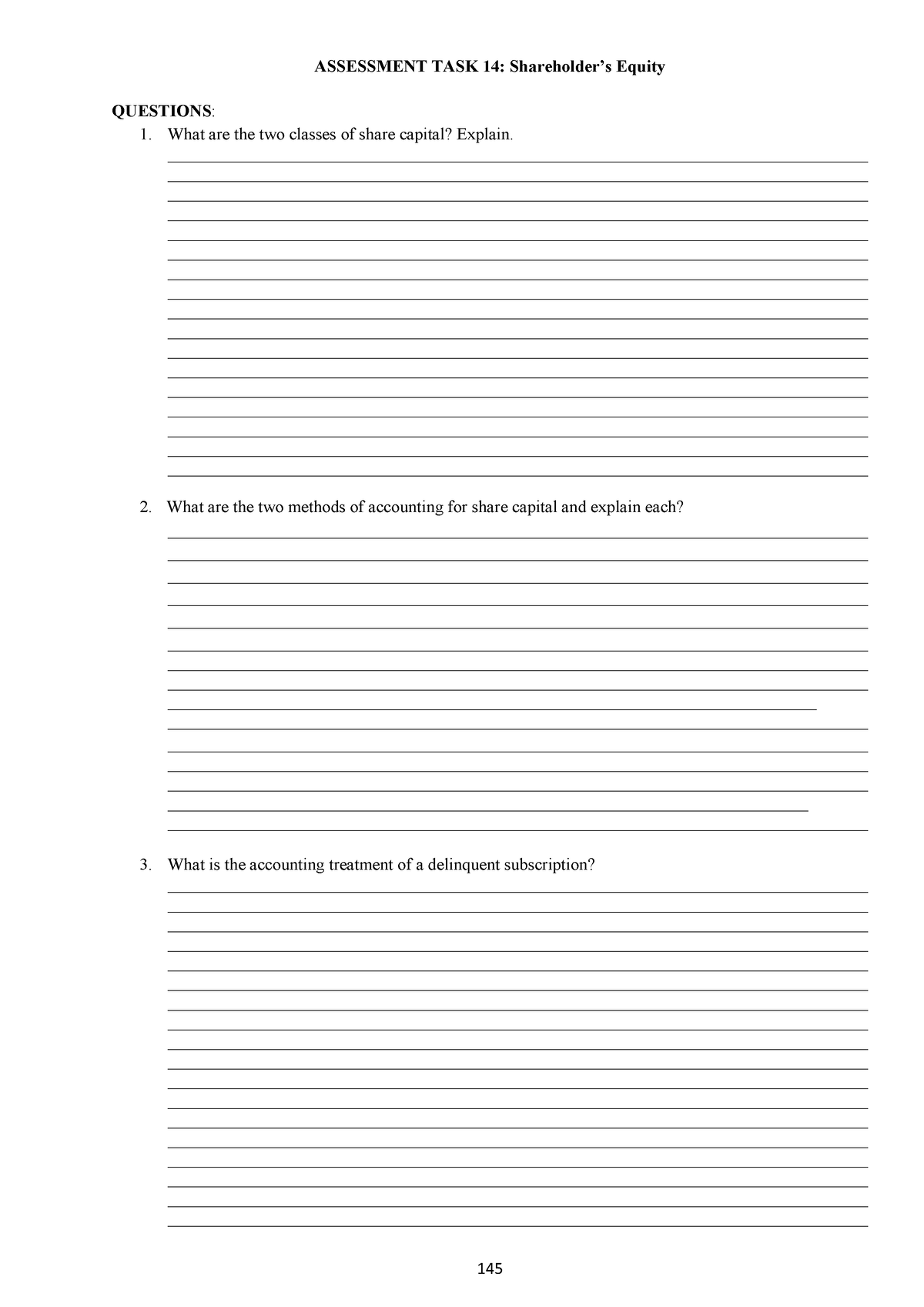 AT M14 - Study well - ASSESSMENT TASK 14: Shareholder’s Equity ...