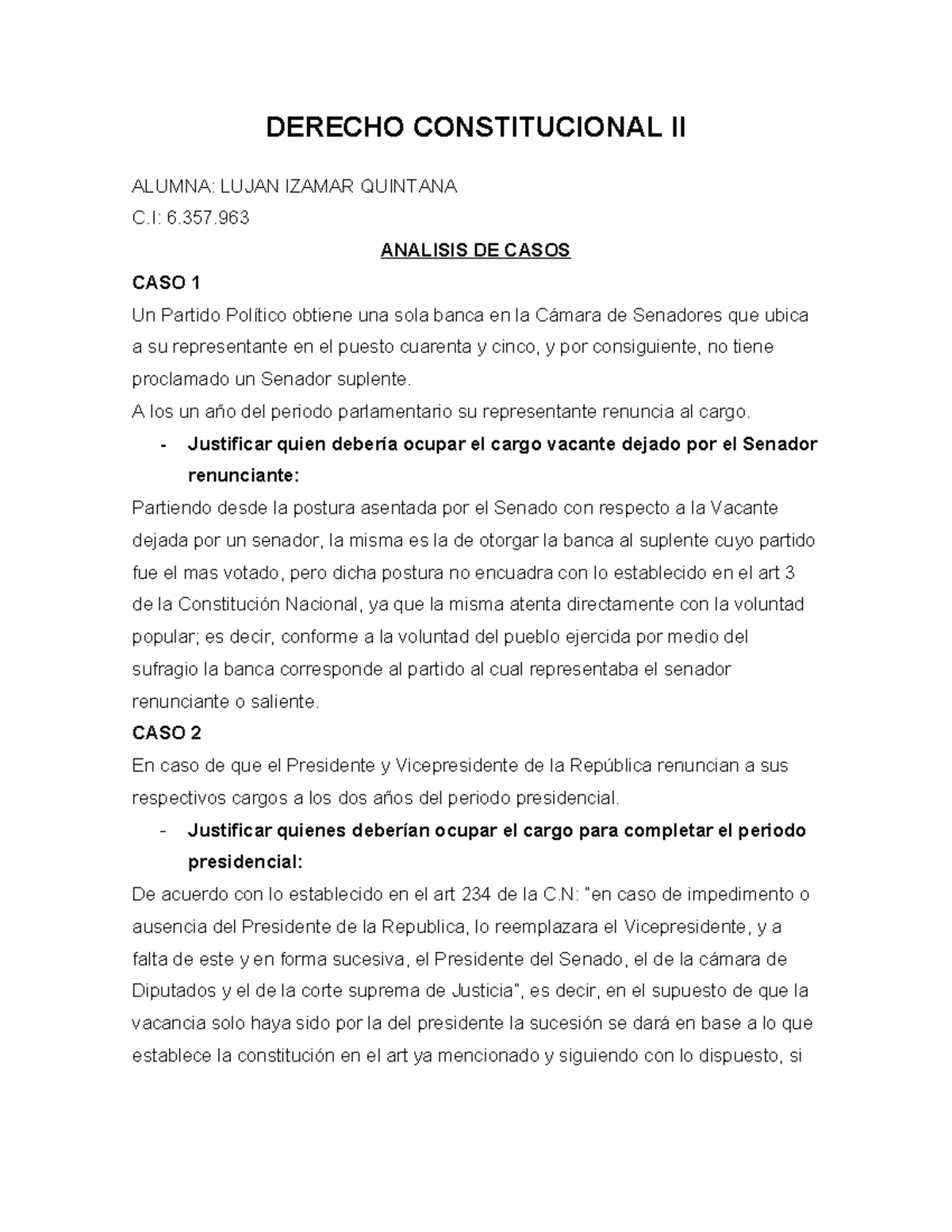 Derecho Constitucional II - DERECHO CONSTITUCIONAL II ALUMNA: LUJAN ...