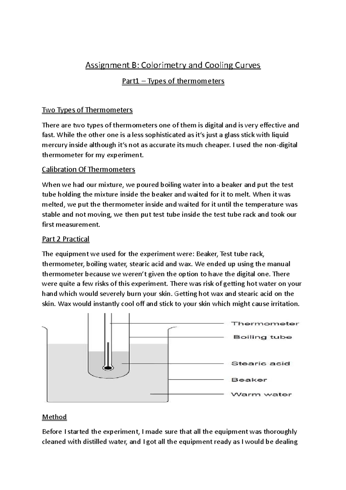 Assignment B Part 1 - Assignment B: Colorimetry And Cooling Curves ...