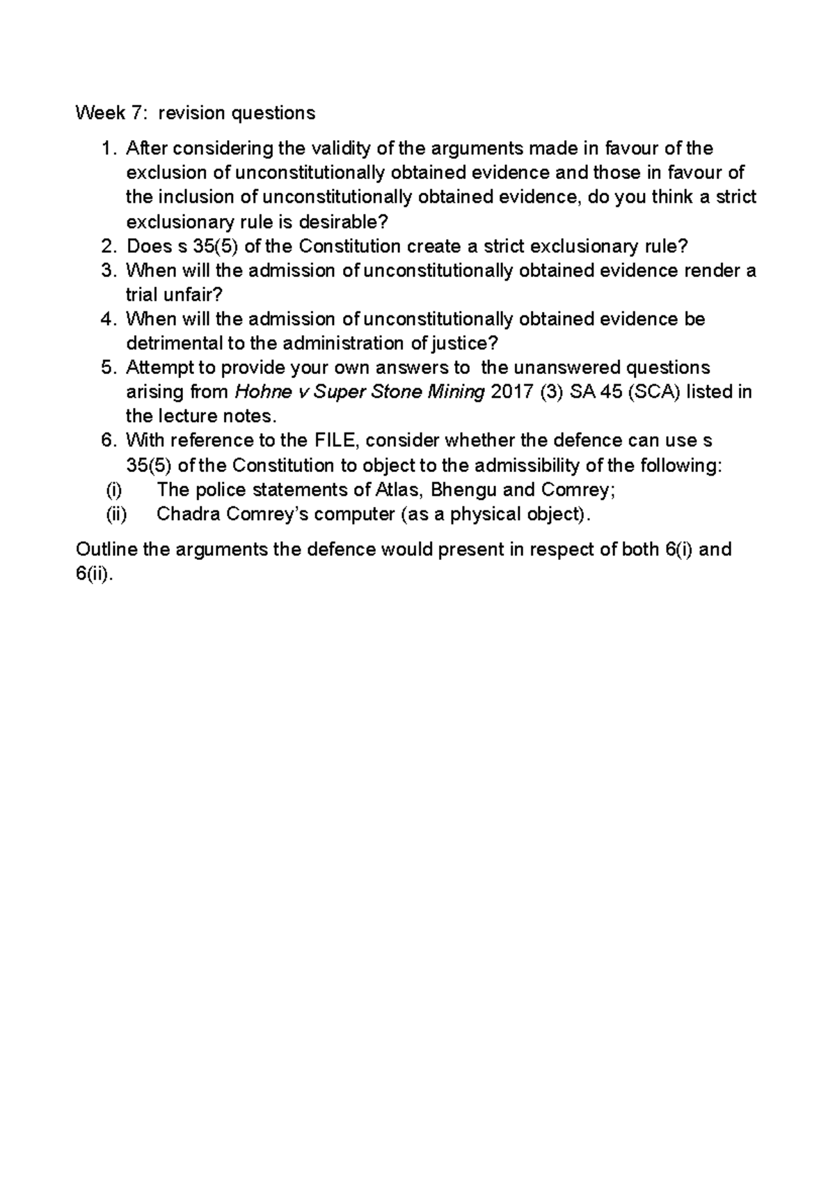 7+WEEK+ Seven+ Revision+ Questions - Week 7: revision questions 1 ...