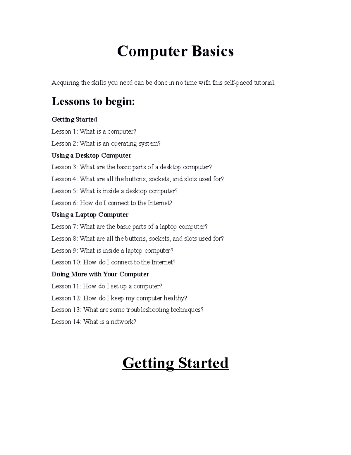179577600 Computer Basics Notes doc - Computer Basics Acquiring the ...