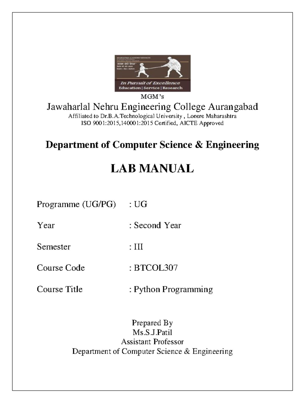 Python SY BTech Lab Manual - MGM’s Jawaharlal Nehru Engineering College ...