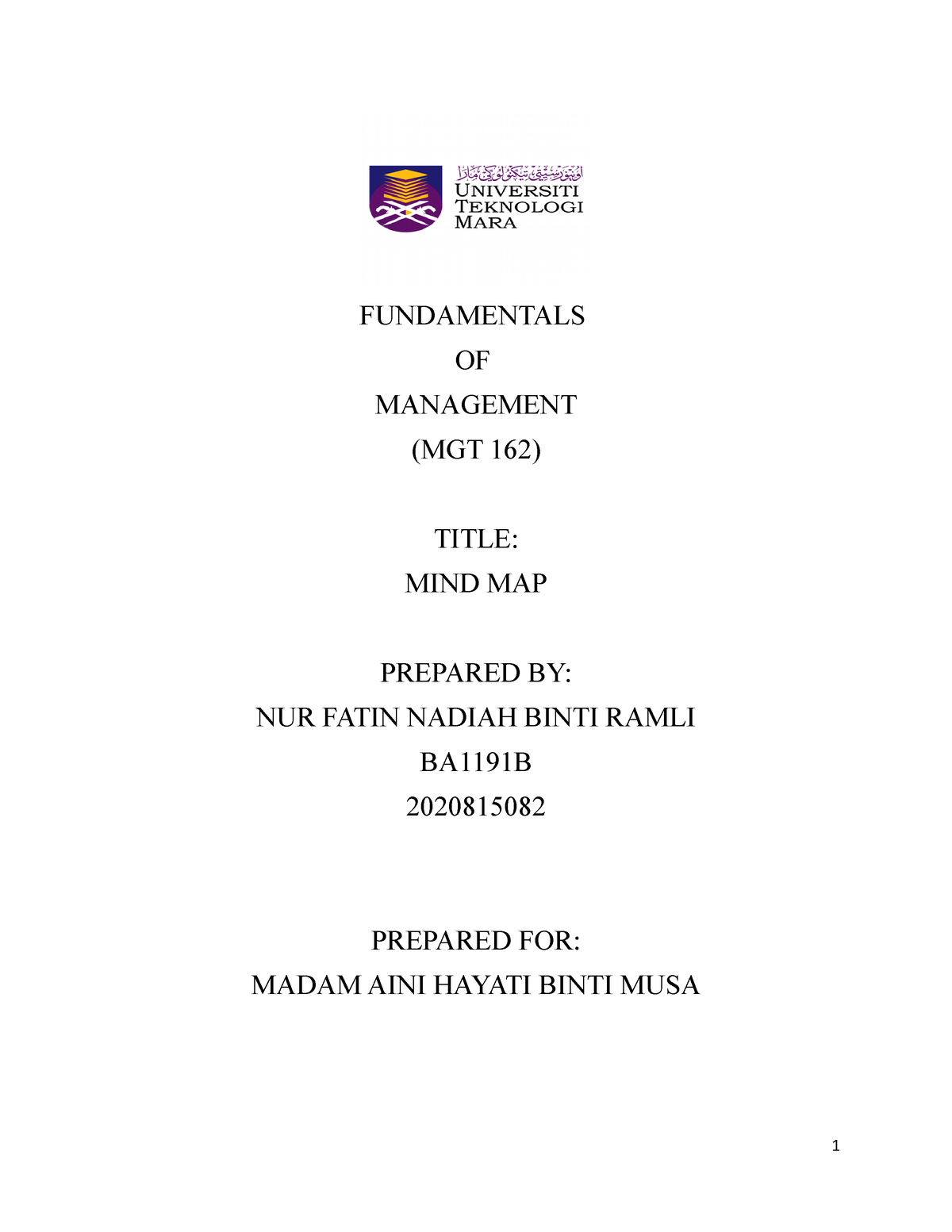 Fundamentals OF Management MGT 162 Title - FUNDAMENTALS OF MANAGEMENT ...