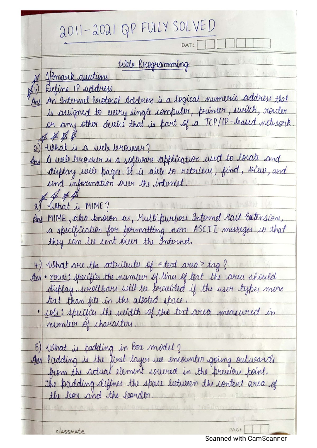 Web QP solved - Notes - Computer Science - Studocu