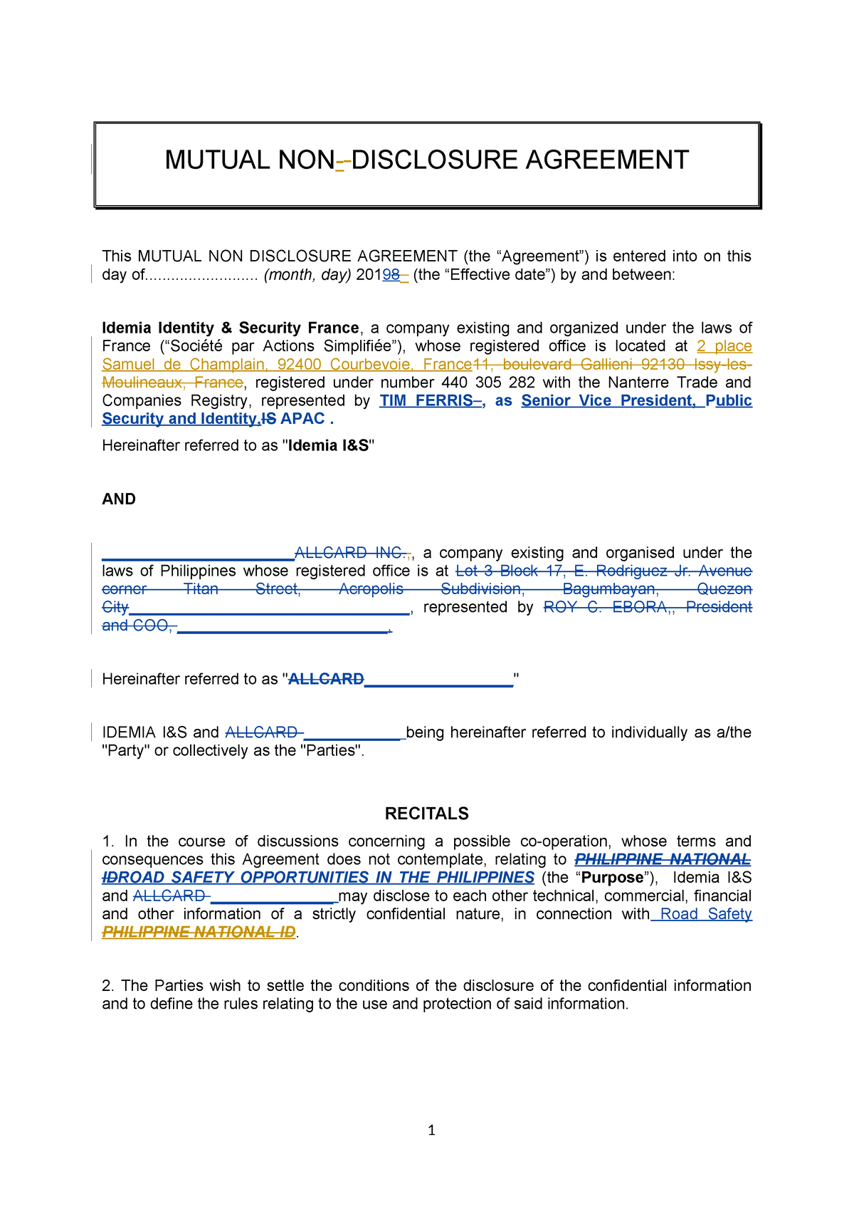 NDA Draft - NDA - MUTUAL NON- DISCLOSURE AGREEMENT This MUTUAL NON ...