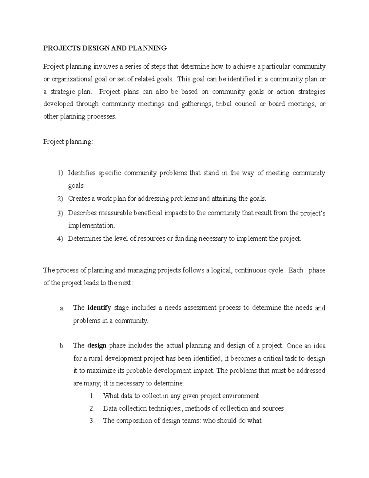 Lecture 46 Projects Design AND Planning PROJECTS DESIGN AND PLANNING