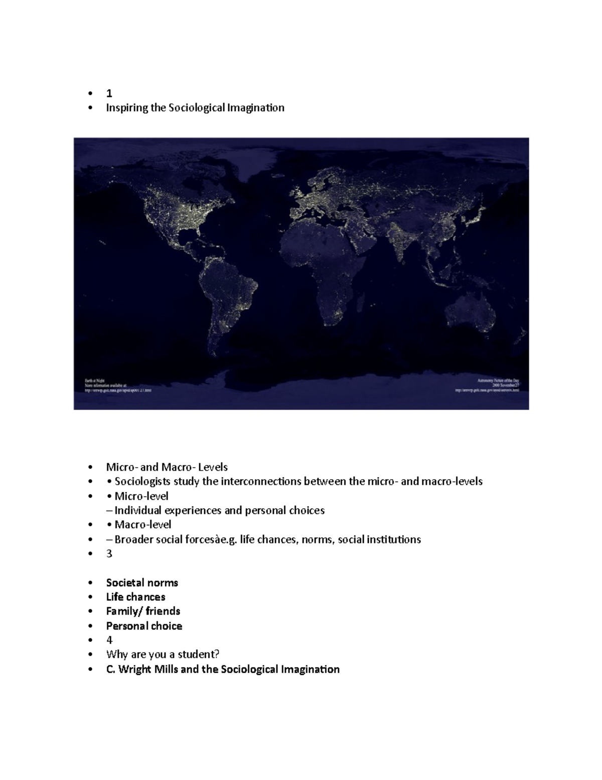 Socio powerpoint notes 1 - 1 Inspiring the Sociological Imagination ...