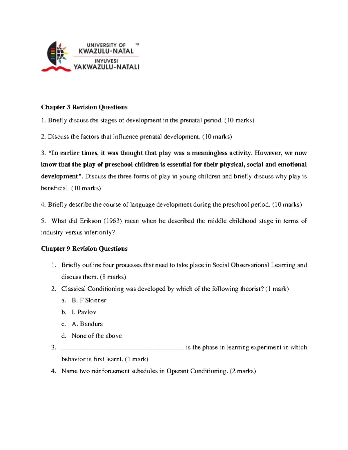 Revision Exercise - PREPARE FOR EXAM - Chapter 3 Revision Questions ...