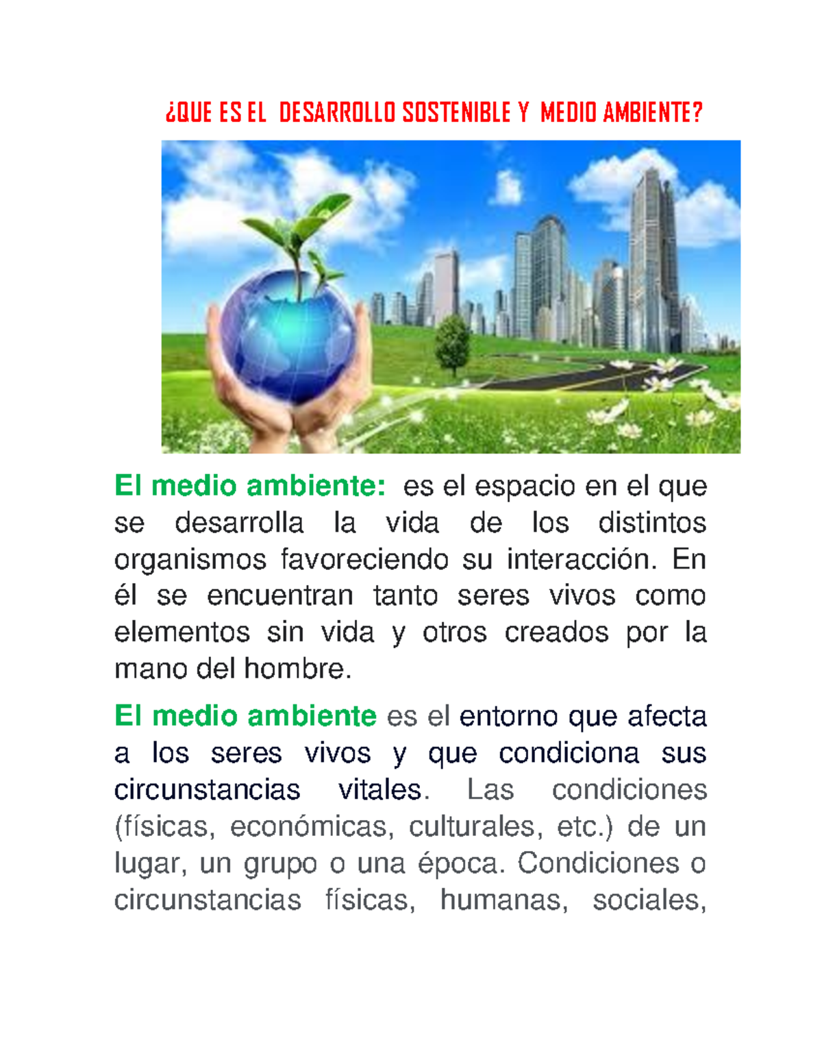 EL Desarrollo Sostenible Y EL Medio Ambiente - ¿QUE ES EL DESARROLLO ...