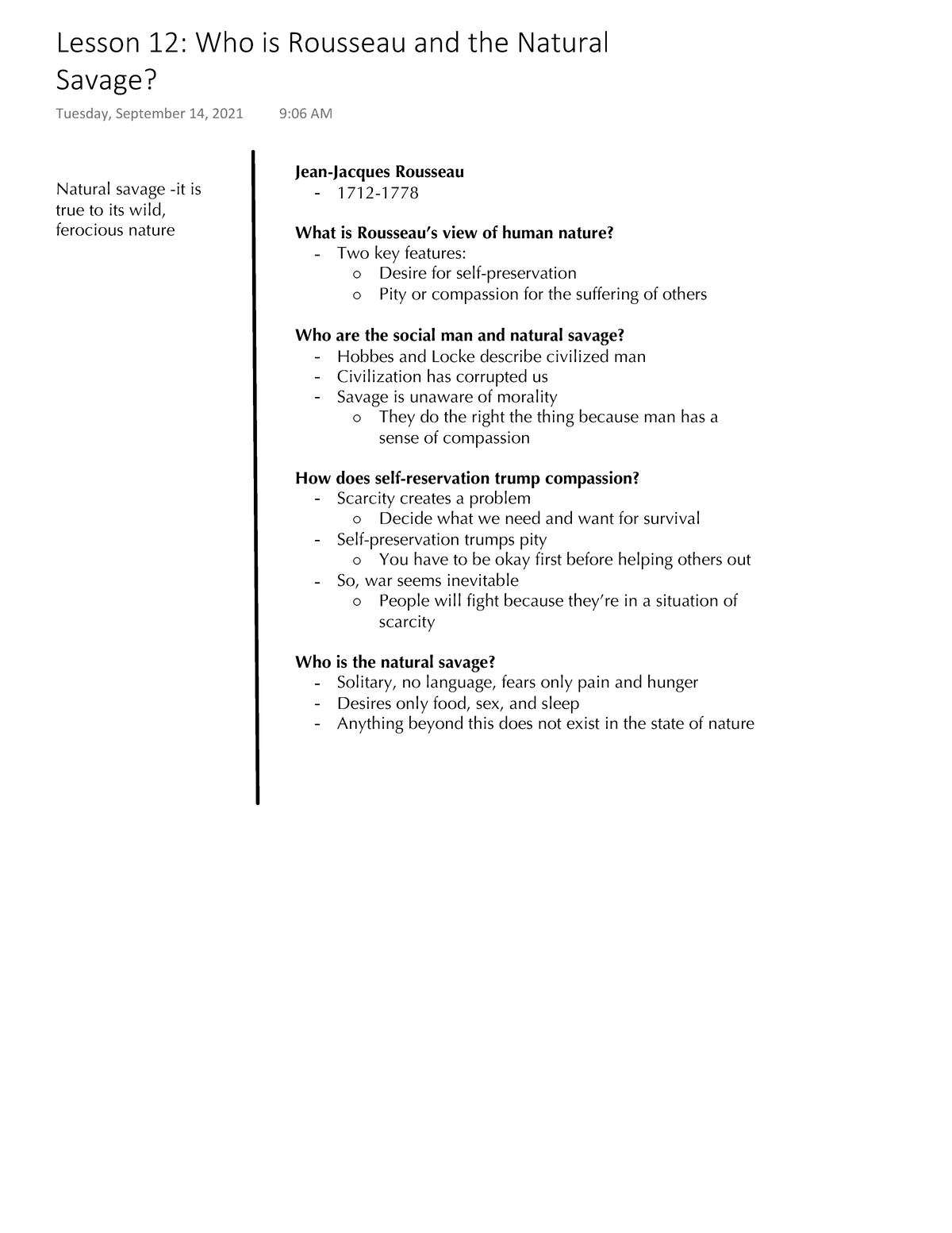 Lesson 12 Who is Rousseau and the Natural Savage ...