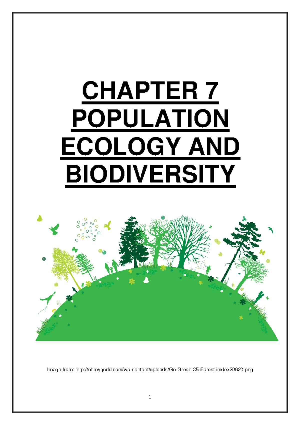 Chapter 7 Ecology and Biodiversity Notes - CHAPTER 7 POPULATION ECOLOGY ...