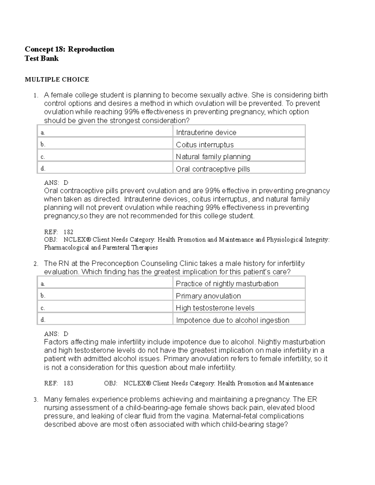Concept 18 reproduction - Concept 18: Reproduction Test Bank MULTIPLE ...