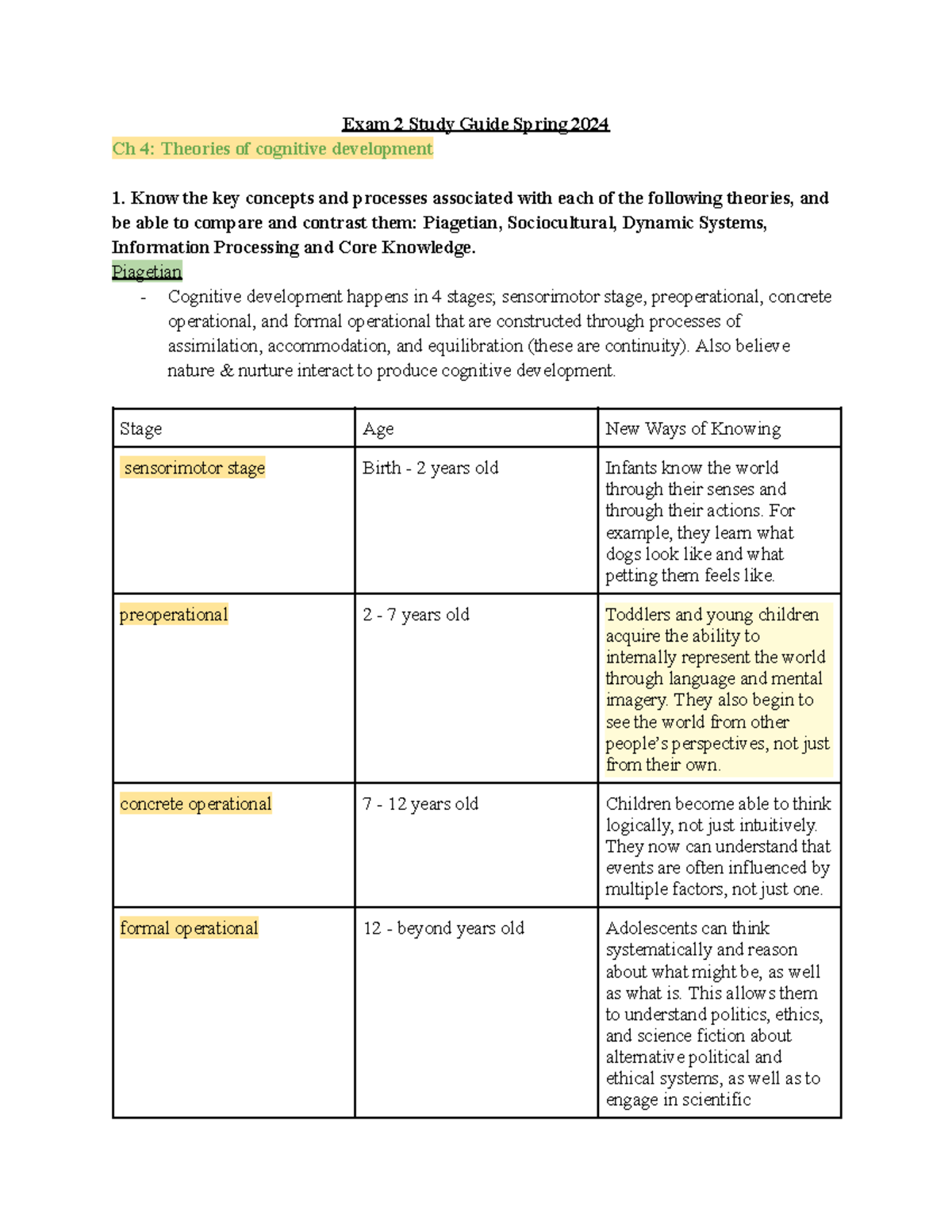 Exam 2 Study Guide PSYC 2400 - Exam 2 Study Guide Spring 2024 Ch 4 ...
