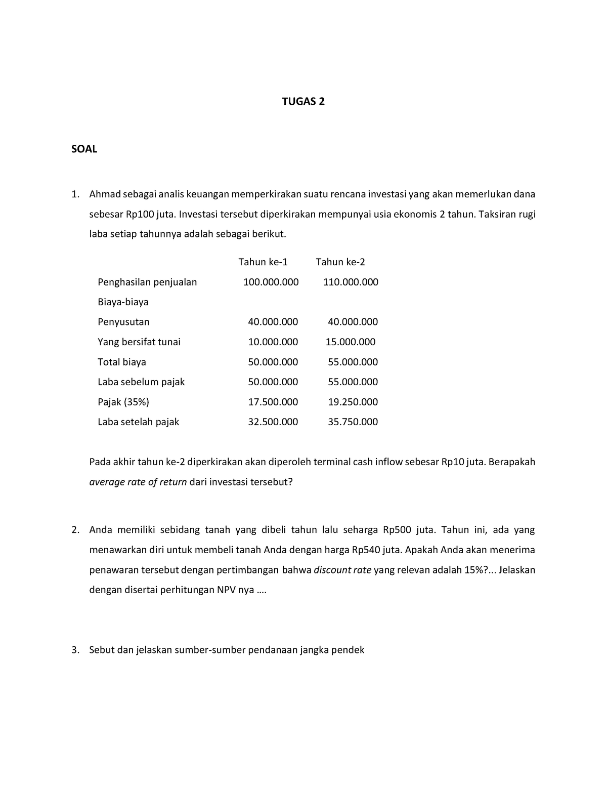 Tugas 2 Manajemen Keuangan (EKMA4213) Pande PUTU Arnawa 043088998 ...