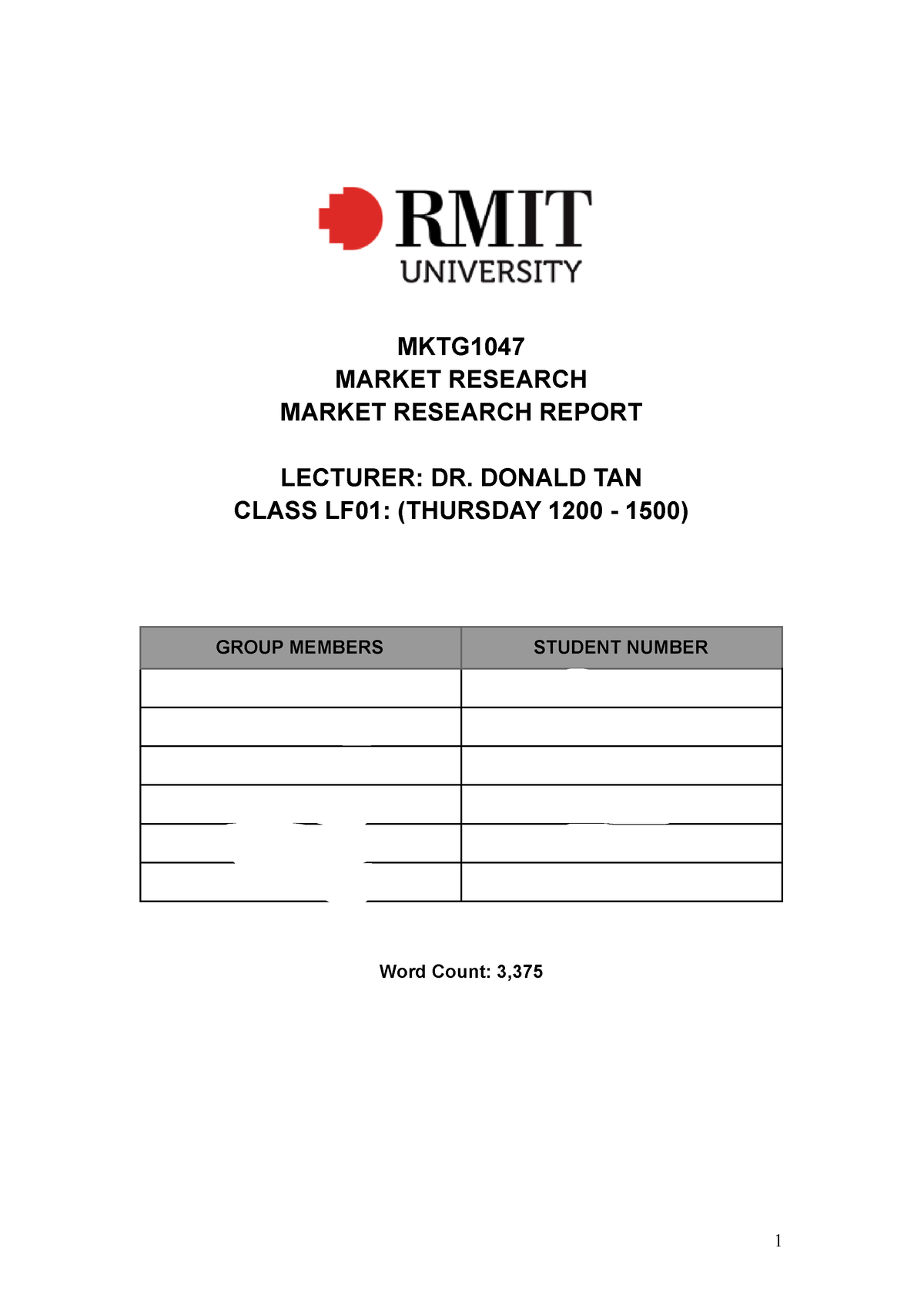 market research assignment 1