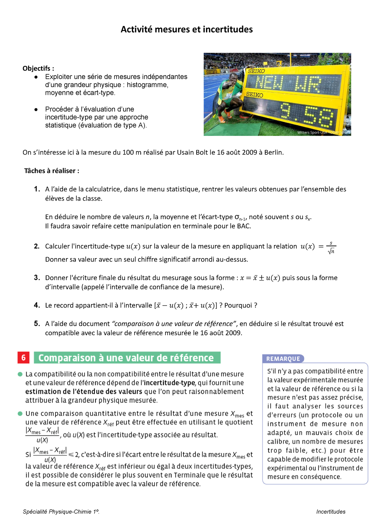 Activité Mesures Et Incertitudes Calculatrice - Activité Mesures Et ...