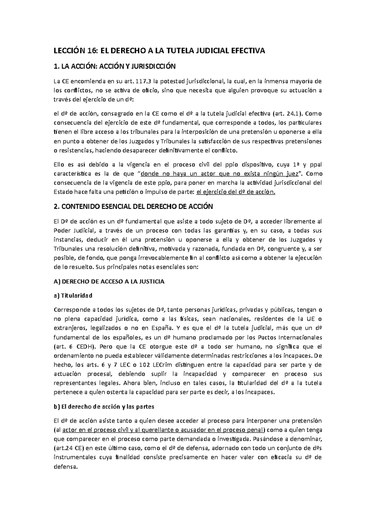 Tema 16 el derecho a la tutela legal efectiva - LECCIÓN 16: EL DERECHO ...