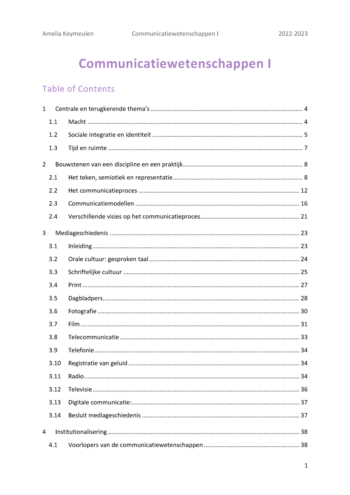 Communicatiewetenschappen I - Inleiding Tot De ...