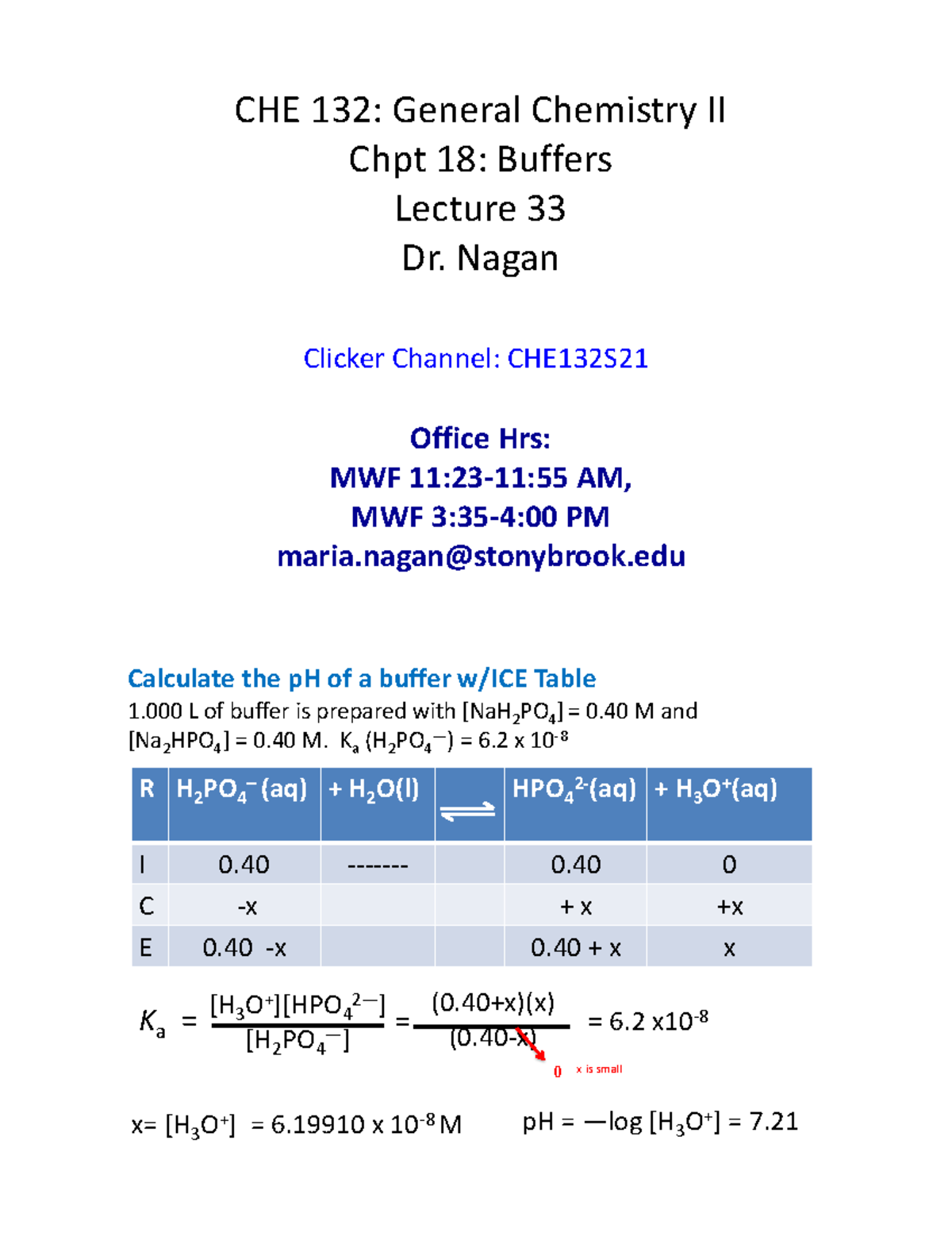 L33 Buffers forstudents - CHE 132: General Chemistry II Chpt 18 ...