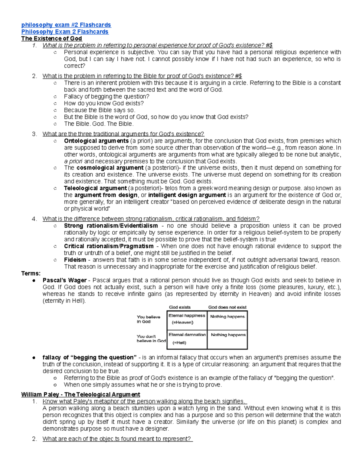 Philos 101 Exam 2 Study Guide - Philosophy Exam #2 Flashcards ...