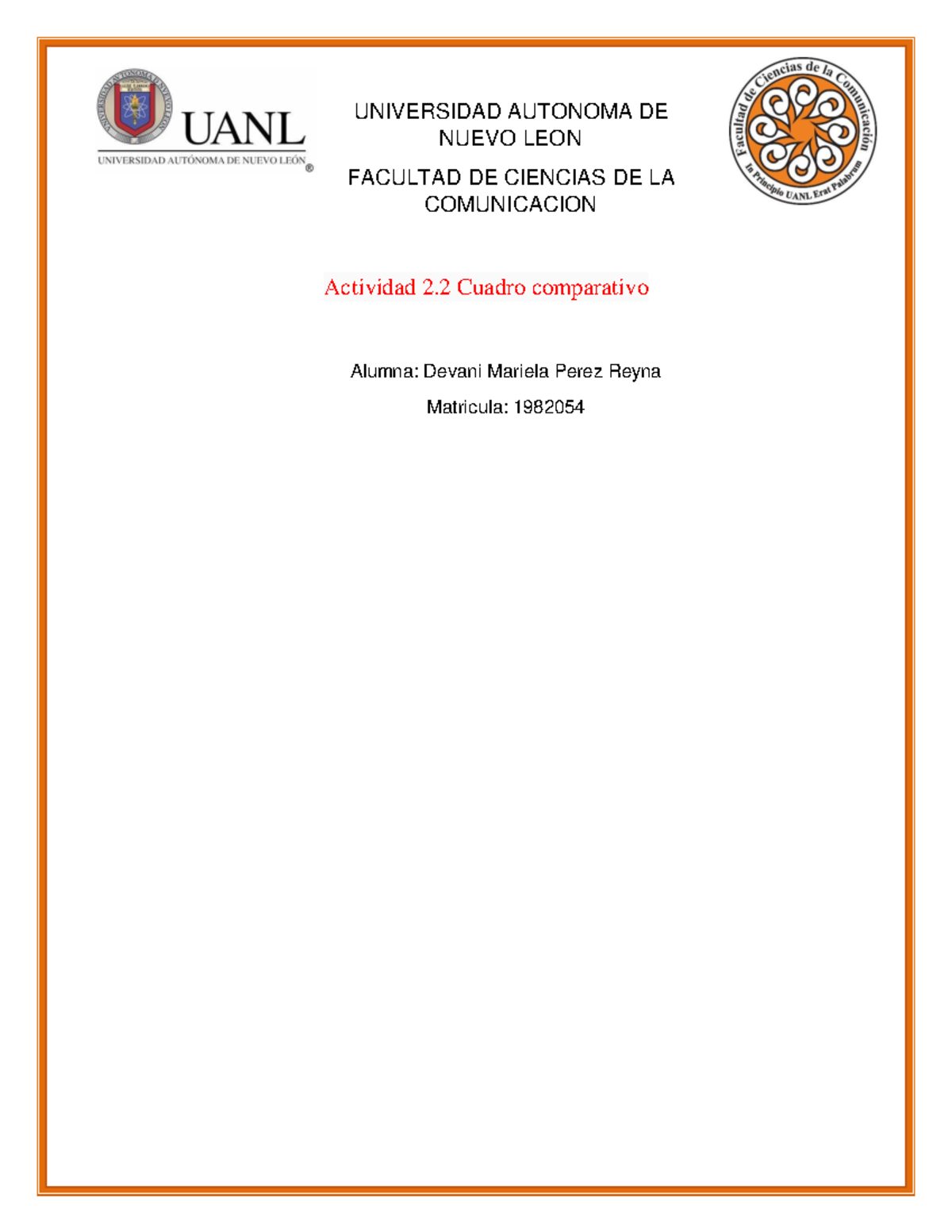 Cuadro Comparativo Universidad Autonoma De Nuevo Leon Facultad De Ciencias De La Comunicacion 6656