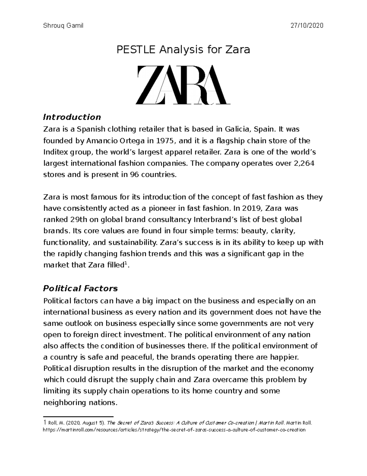 summary of zara case study