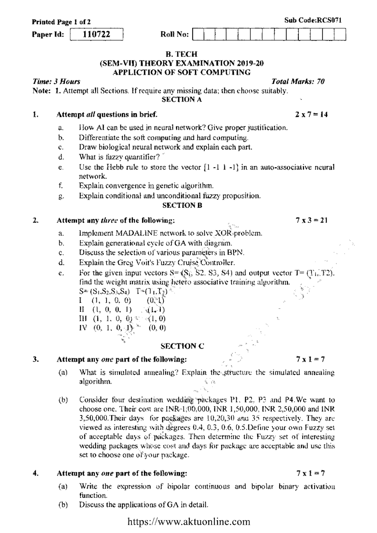 Related AKTU Papers - 2. Attempt any two parts of the following ...