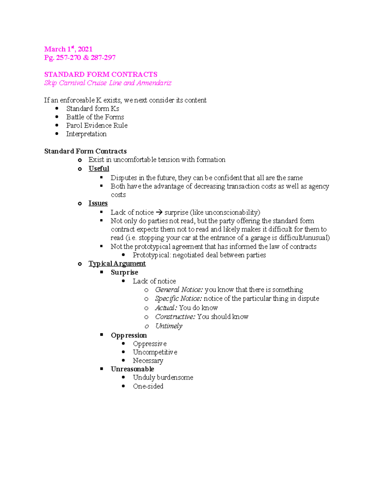 March Contracts Class Notes - March 1st, 2021 Pg. 257-270 & 287 ...