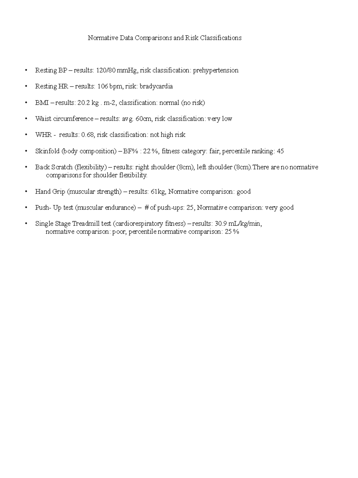 Normative Comparison and Risk Classifications - Normative Data ...