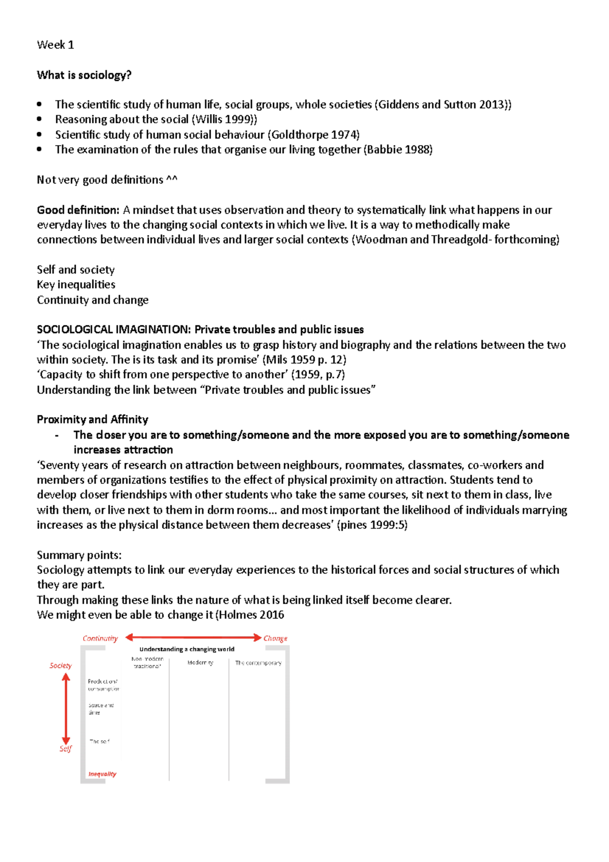 US Lecture notes Week 1 - Week 1 What is sociology? The scientific ...