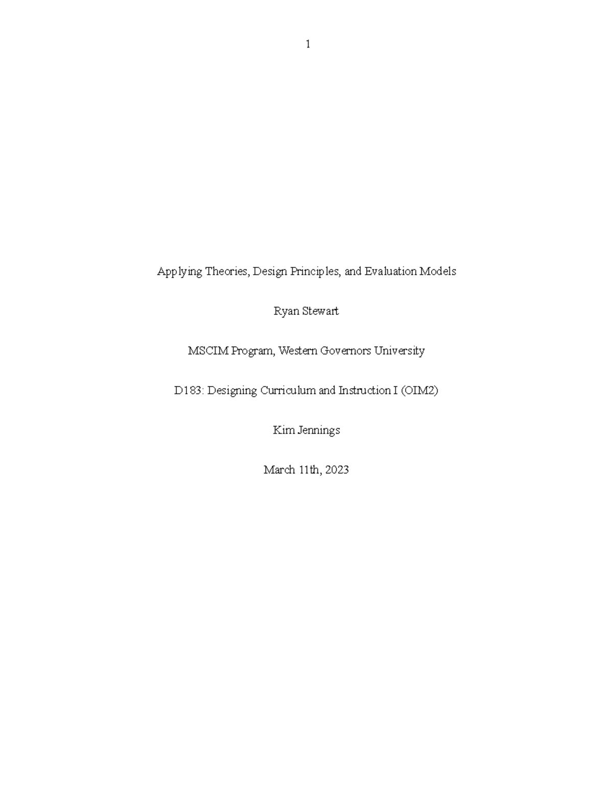 Performance Task 2 Applying Theories Design Principles and Evaluation ...