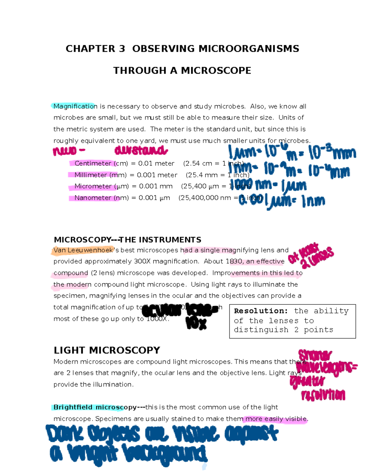 Observing Through A Microscope - CHAPTER 3 OBSERVING MICROORGANISMS ...