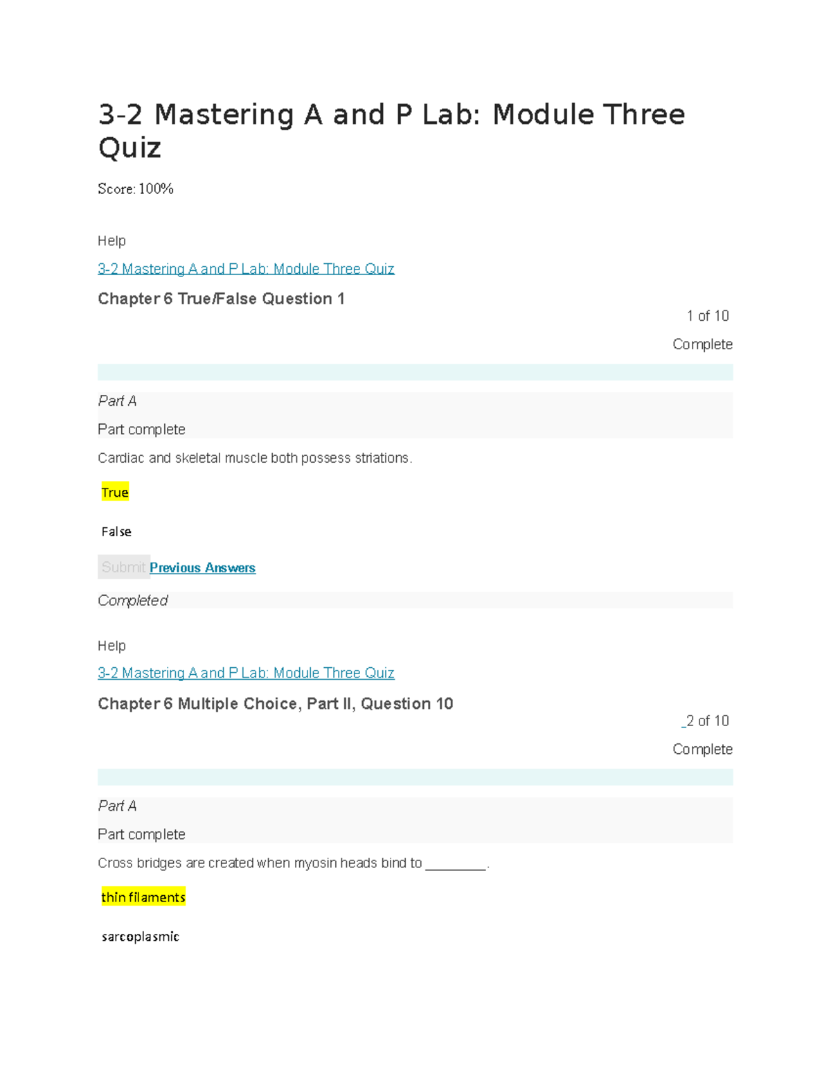 3-2 Mastering A and P Lab Module Three Quiz - 3-2 Mastering A and P Lab ...