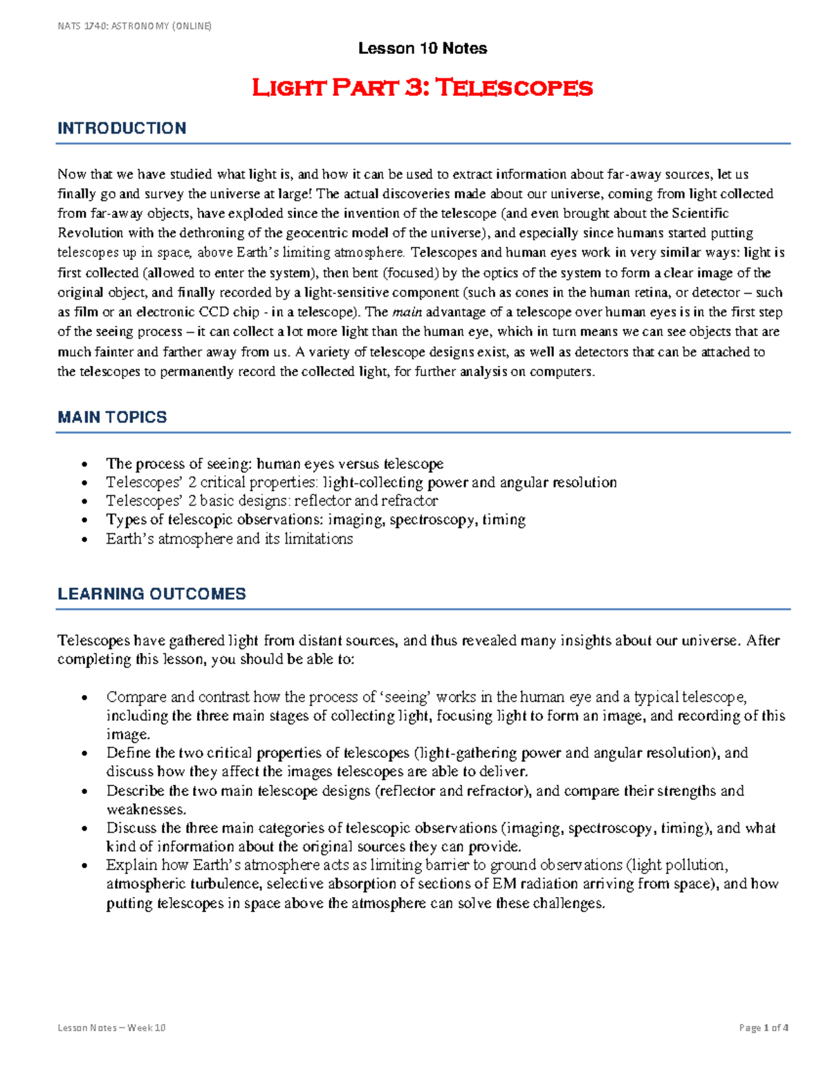 Lesson Notes Week 10 yep Lesson 10 Notes Light Part 3