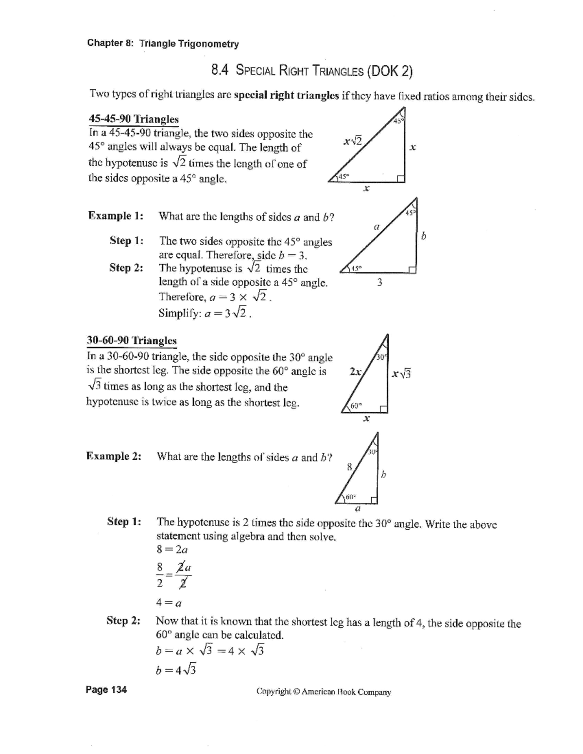 Gianna Clesi - 8.4 Special Right Triangles - Chapter 8: Triangle ...