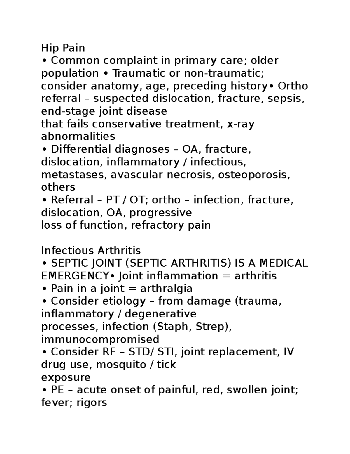 Hip Pain - hip - Hip Pain Common complaint in primary care; older