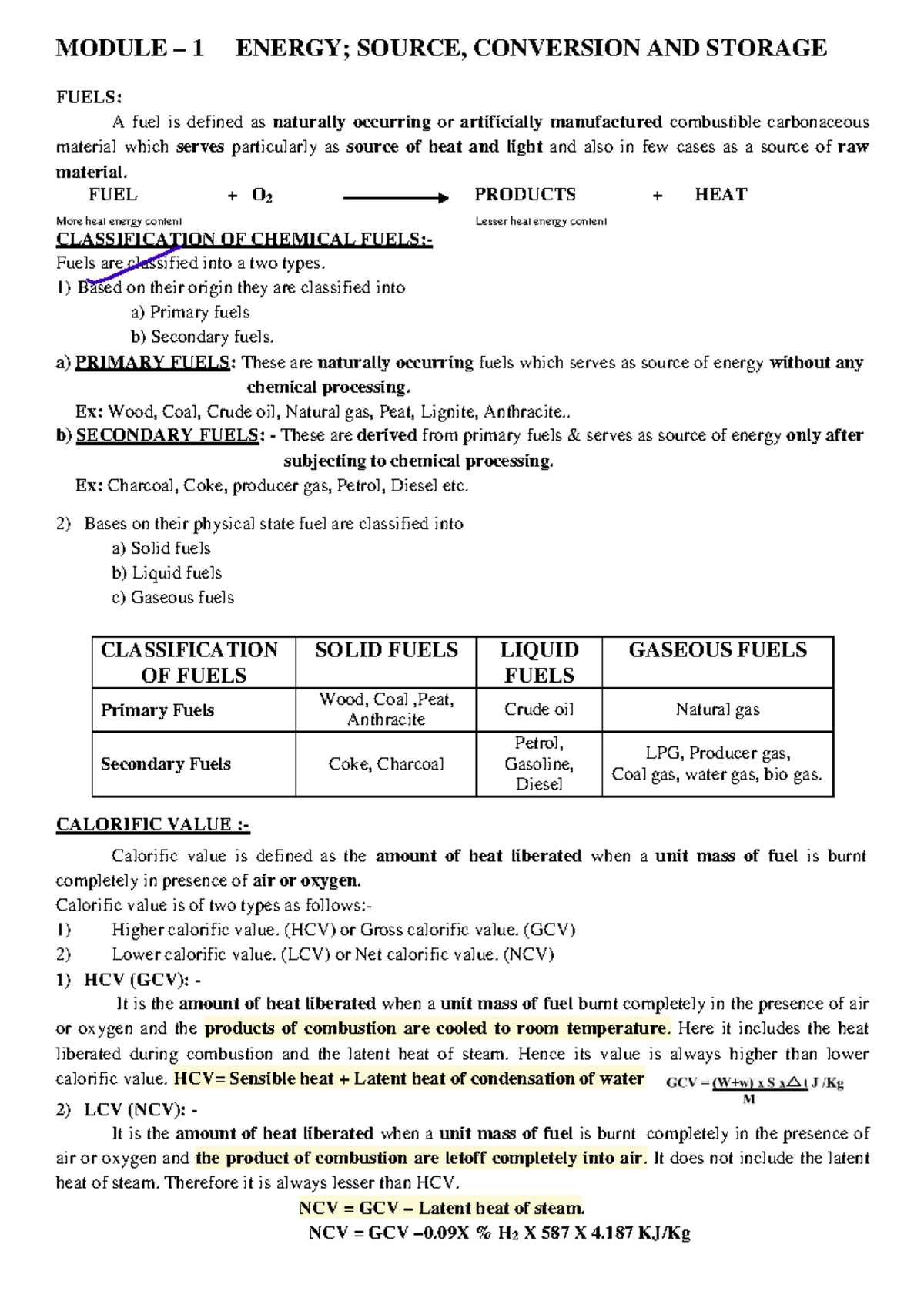 Module 1- Energy source,conversion and storage - new - MODULE – 1 ...
