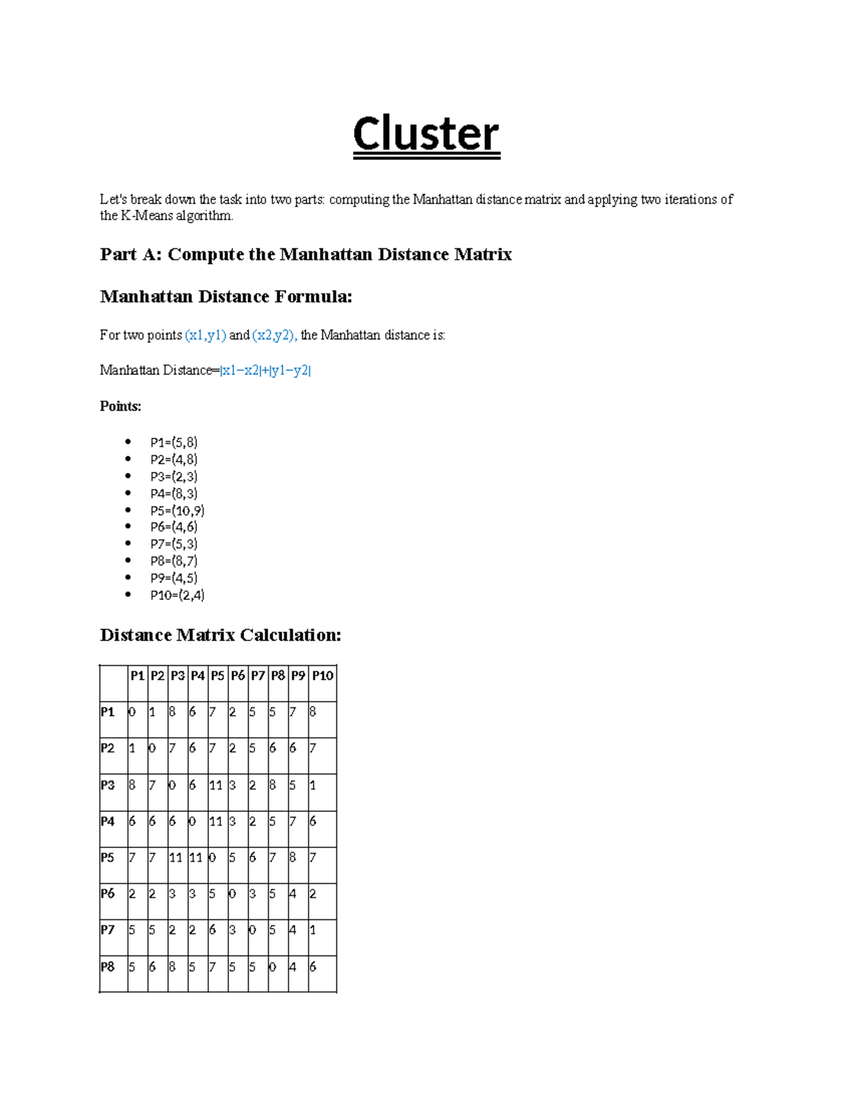 Q5 Cluster Question - Cluster Let's break down the task into two parts ...