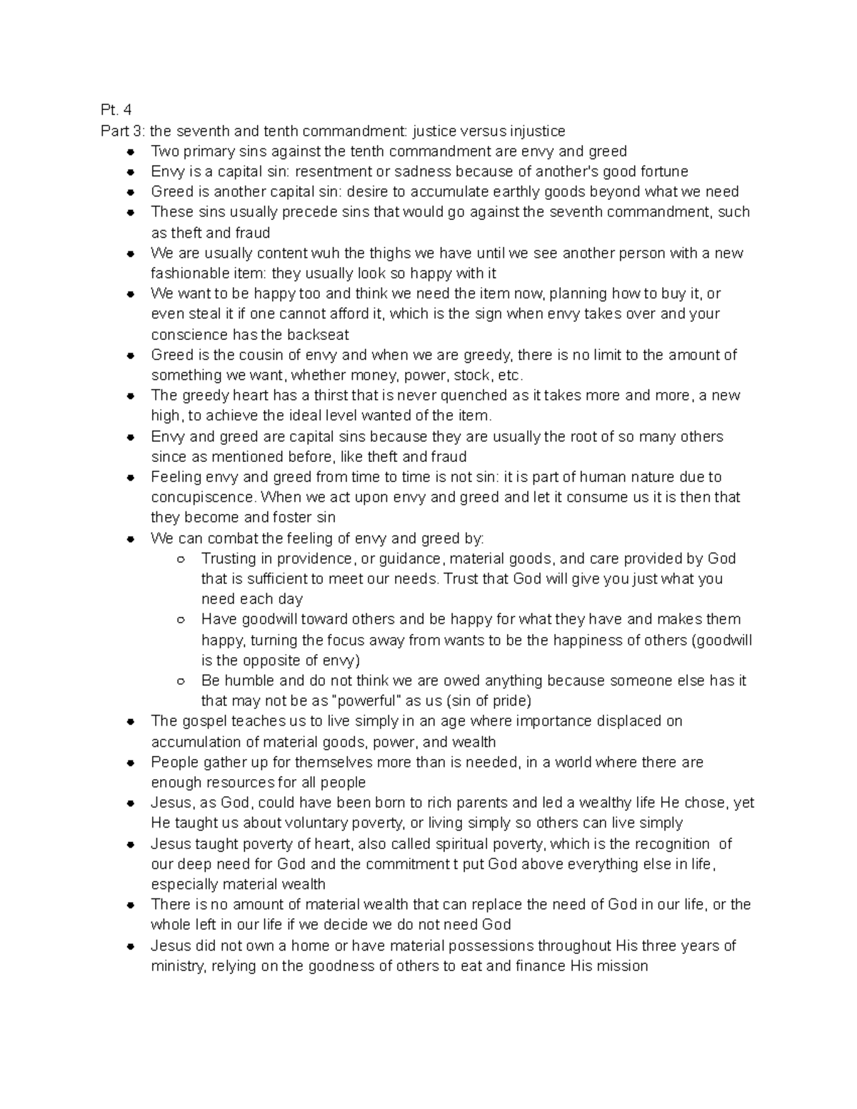 Theo notes pt. 4 - Pt. 4 Part 3: the seventh and tenth commandment ...