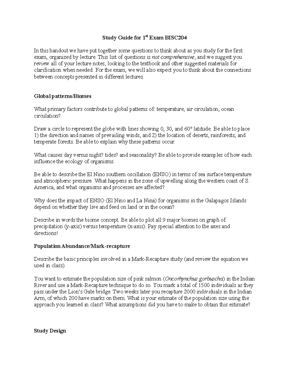 Study Guide 1 - Summary General Biology - Study Guide for 1st Exam ...