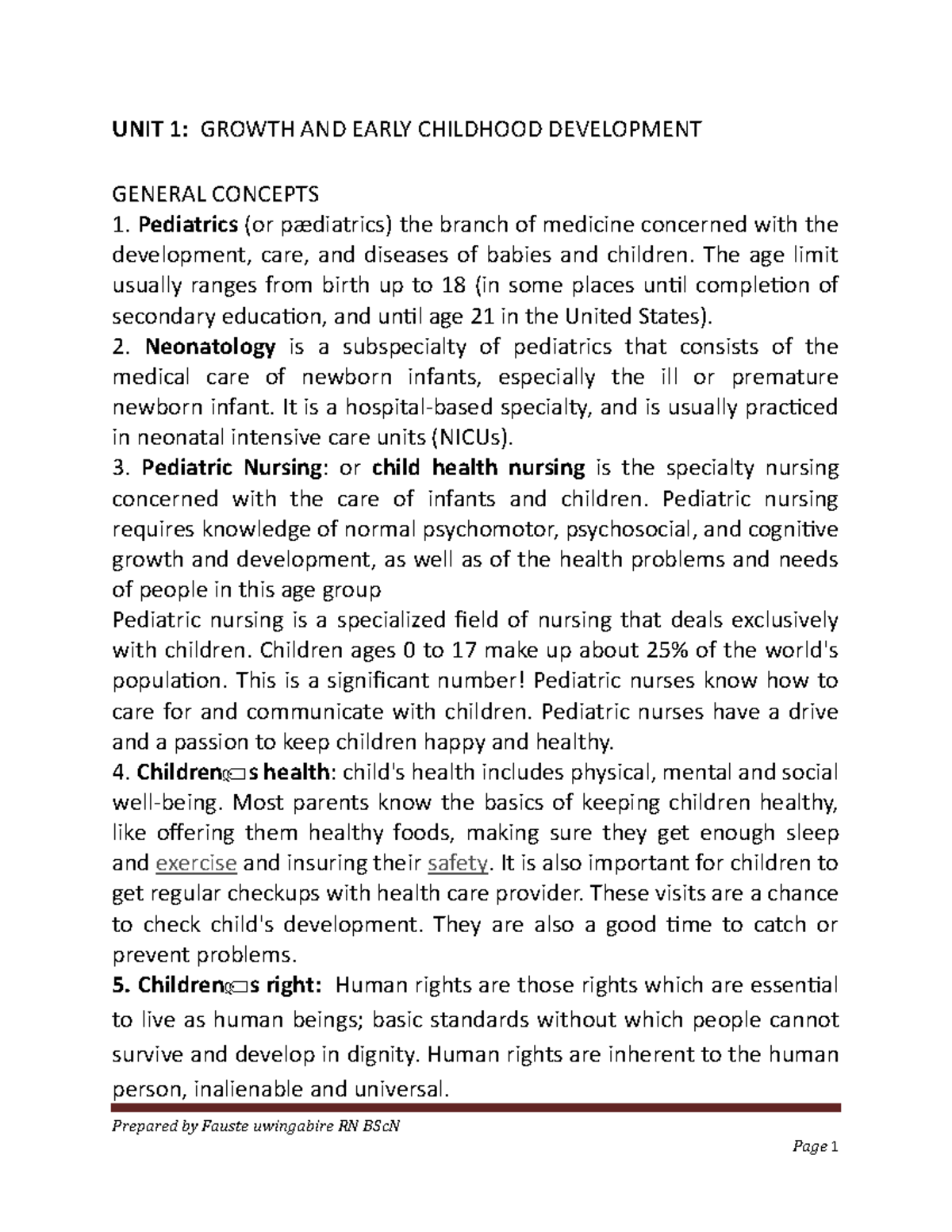 Pedia Houndout March 2015 - UNIT 1: GROWTH AND EARLY CHILDHOOD ...