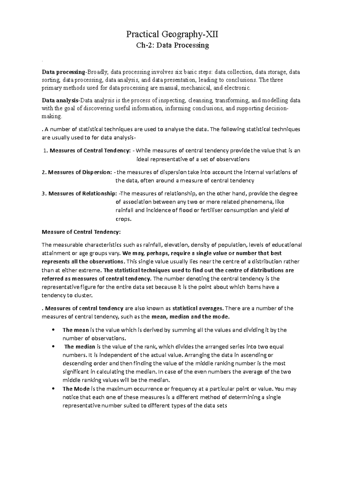 Ch-2 Data Processing 112706 - Practical Geography-XII Ch-2: Data ...