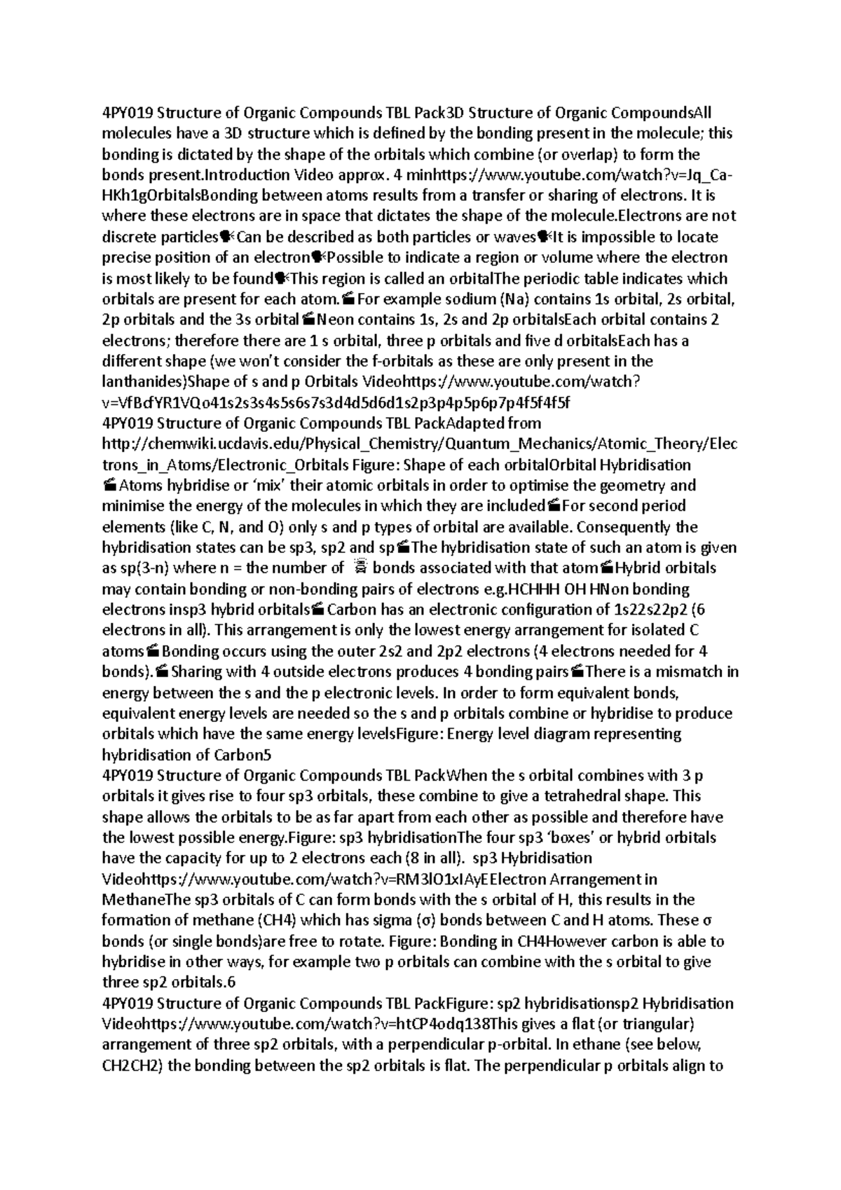 Pharmacy notes 8 - 4PY019 Structure of Organic Compounds TBL Pack3D ...
