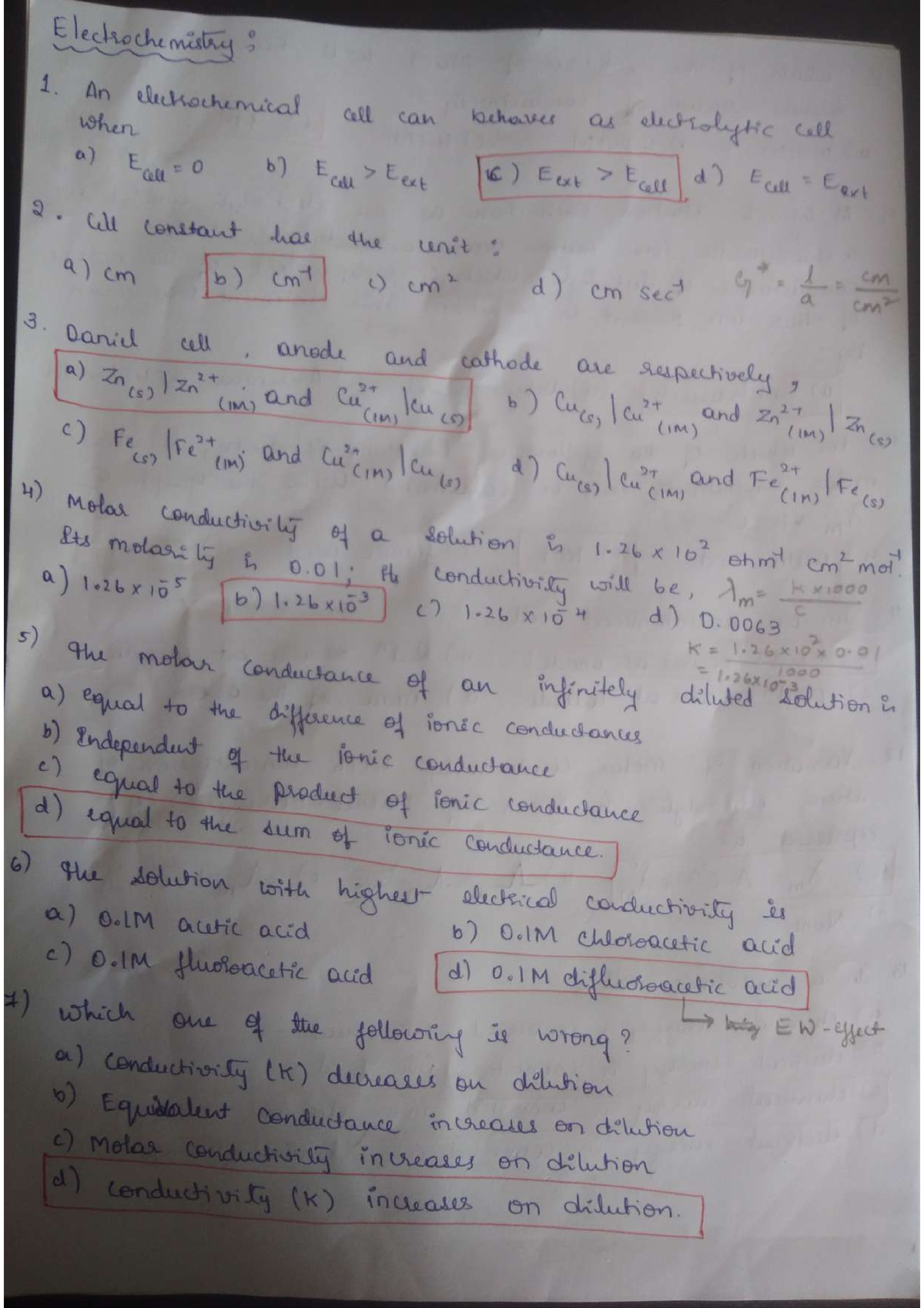 Electrochemistry MCQs - Organic Chemistry II - Studocu