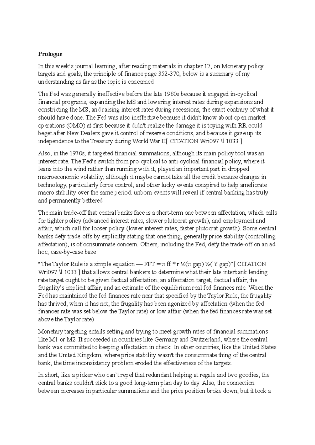 Journal 6 principle of finance Prologue In this week’s journal