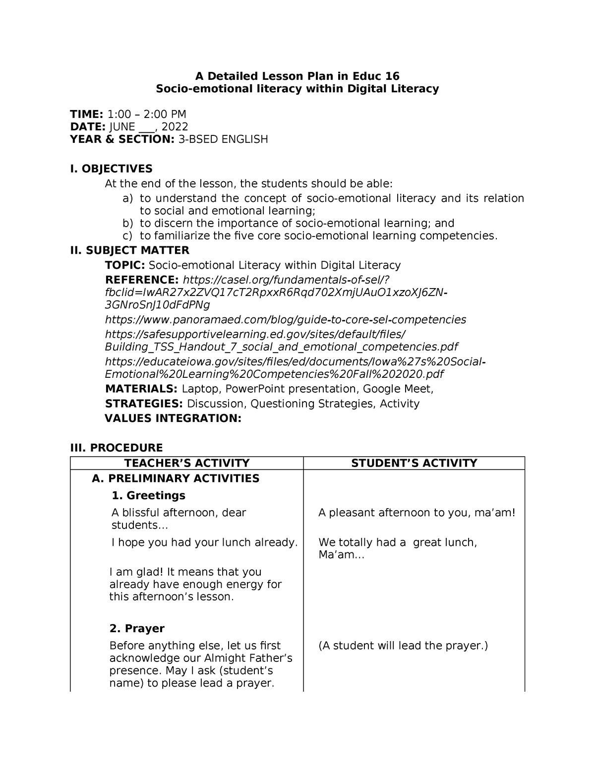 Lesson-plan - A detailed lesson plan - A Detailed Lesson Plan in Educ ...