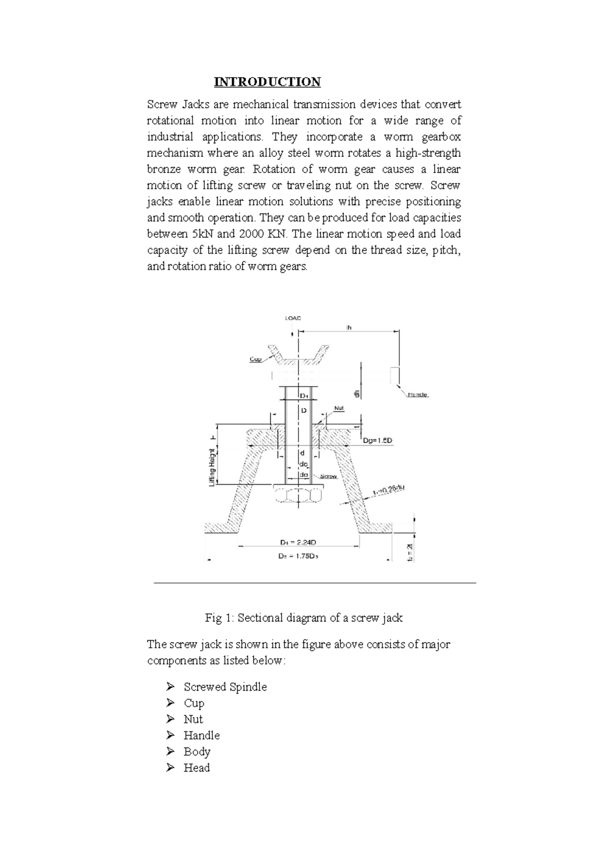 Design OF Screw JACK INTRODUCTION Screw Jacks are mechanical