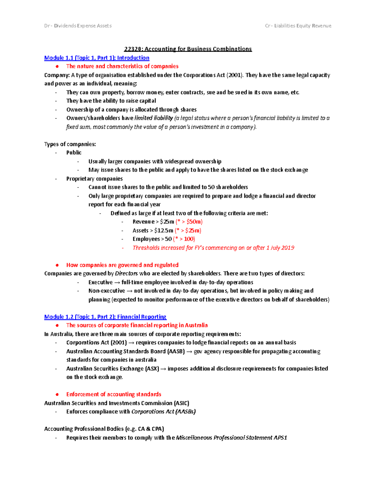 ABC Notes - 22320: Accounting for Business Combinations Module 1 (Topic ...