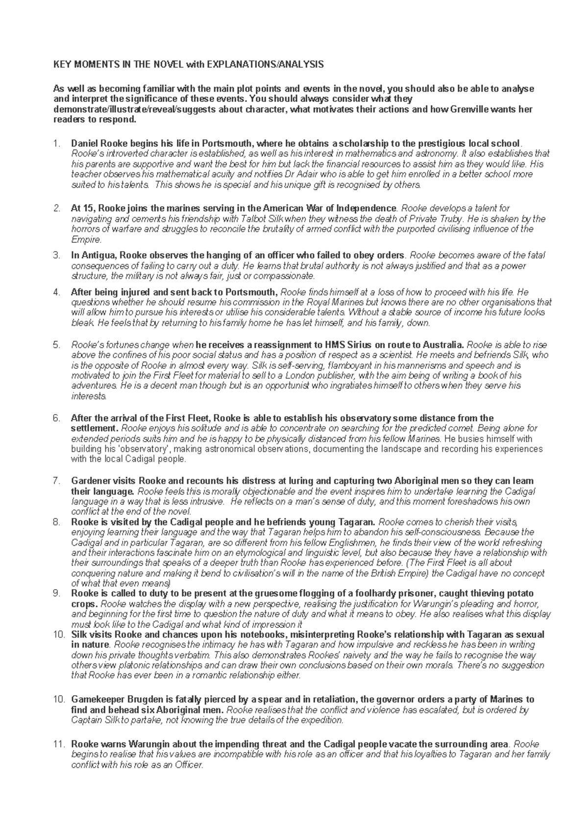 KEY Moments IN THE Novel with Explanations - KEY MOMENTS IN THE NOVEL ...