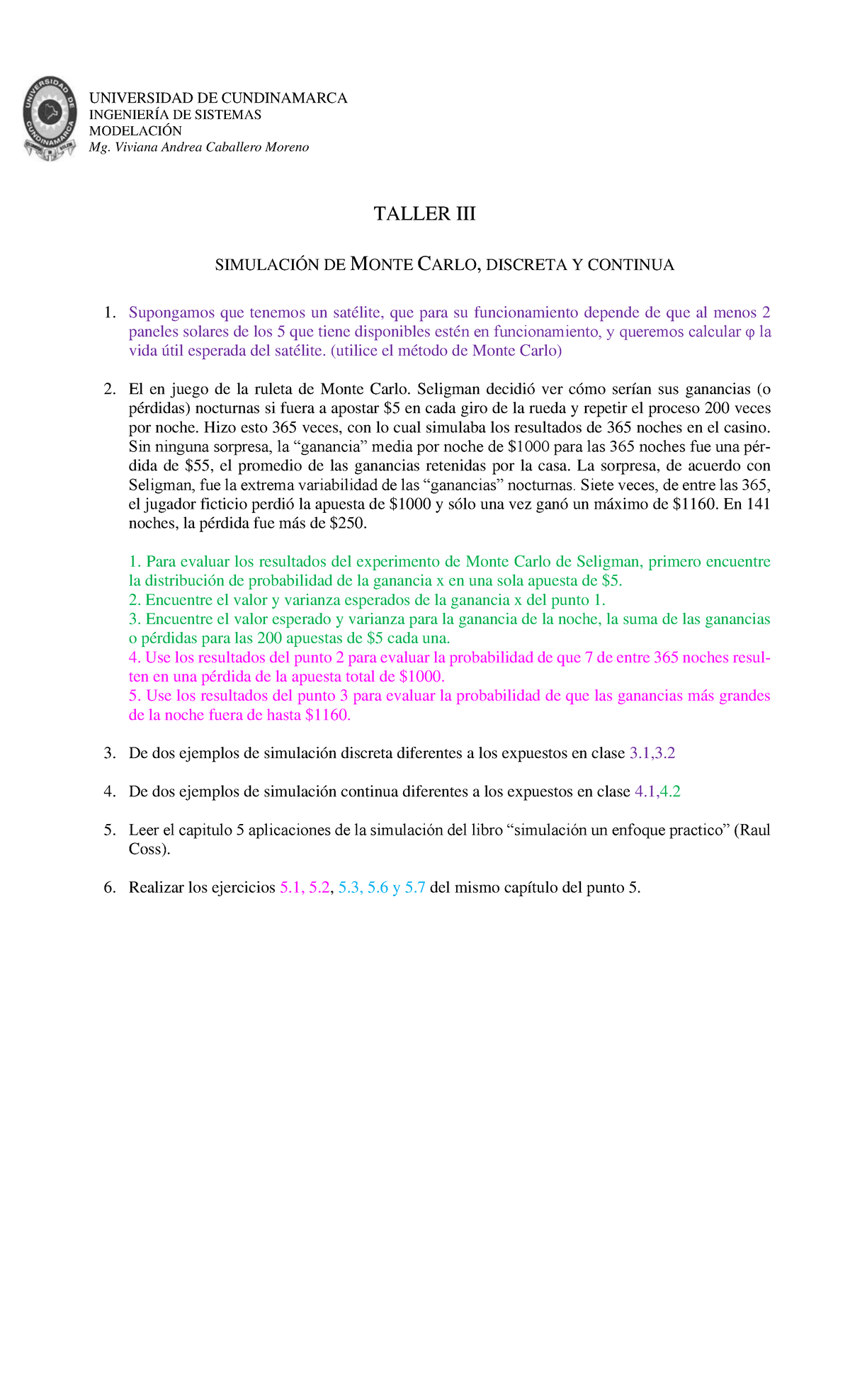 Taller 3 - Apuntes 1,2,3,4,5,6 - UNIVERSIDAD DE CUNDINAMARCA INGENIERÍA ...